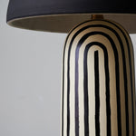 Stria Table Lamp – Hand-Painted Ceramic & Matte Black Dome Shade