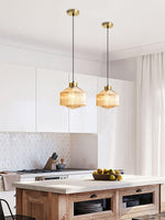 Art Glass Spinning Top Pendant Light in Gold for Dining & Living Spaces