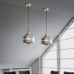 Art Glass Spinning Top Pendant Light in Gold for Dining & Living Spaces