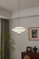 Suki Decorative Pendant Light – Pleated Fabric Shade with Crystal Diffuser