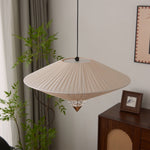 Suki Decorative Pendant Light – Pleated Fabric Shade with Crystal Diffuser