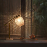 Suzhu Zen Table Lamp — Handwoven Bamboo & Marble Ambient Light