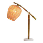 Suzhu Zen Table Lamp — Handwoven Bamboo & Marble Ambient Light