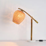 Suzhu Zen Table Lamp — Handwoven Bamboo & Marble Ambient Light