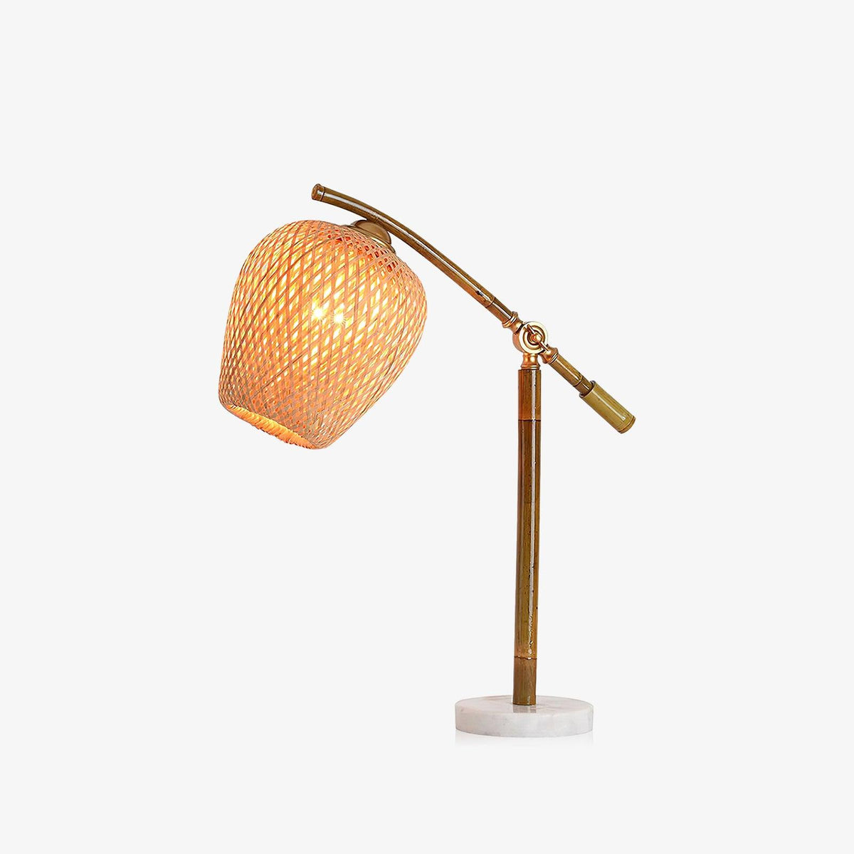 Suzhu Zen Table Lamp — Handwoven Bamboo & Marble Ambient Light