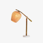 Suzhu Zen Table Lamp — Handwoven Bamboo & Marble Ambient Light