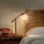 Suzhu Zen Table Lamp — Handwoven Bamboo & Marble Ambient Light
