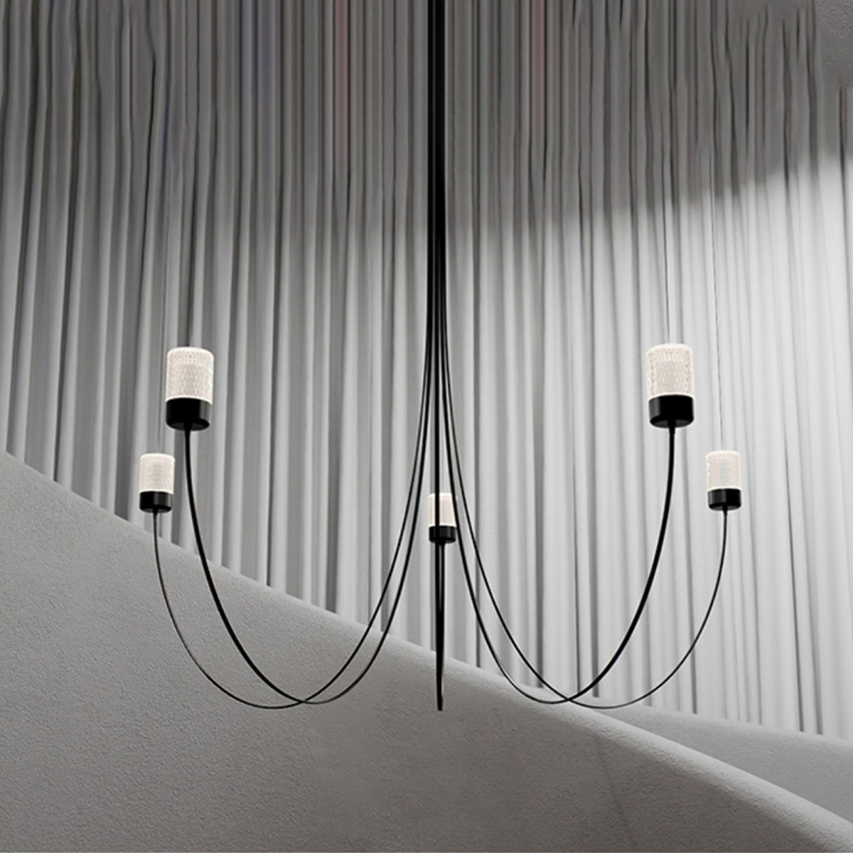 Swaying Modern Glass Pendant Chandelier for Dining Room and Living Room