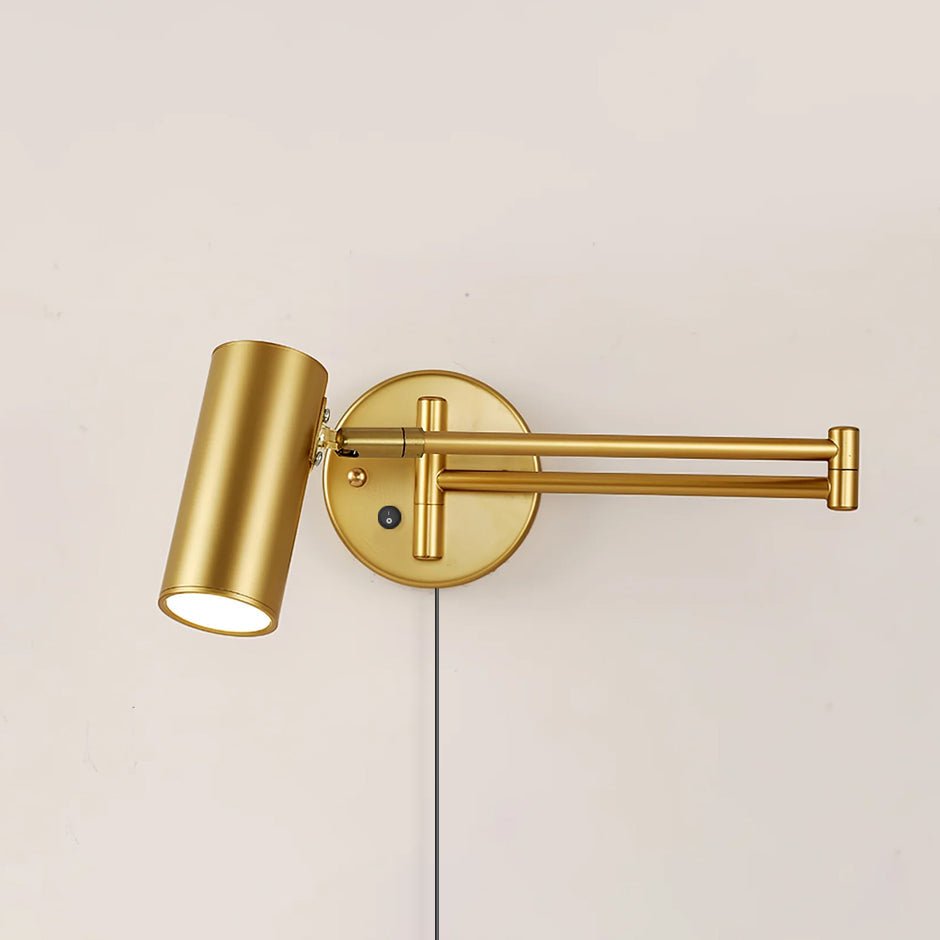 Swing Arm Plug-In Wall Sconce with Integrated LED – Modern Adjustable Reading Light