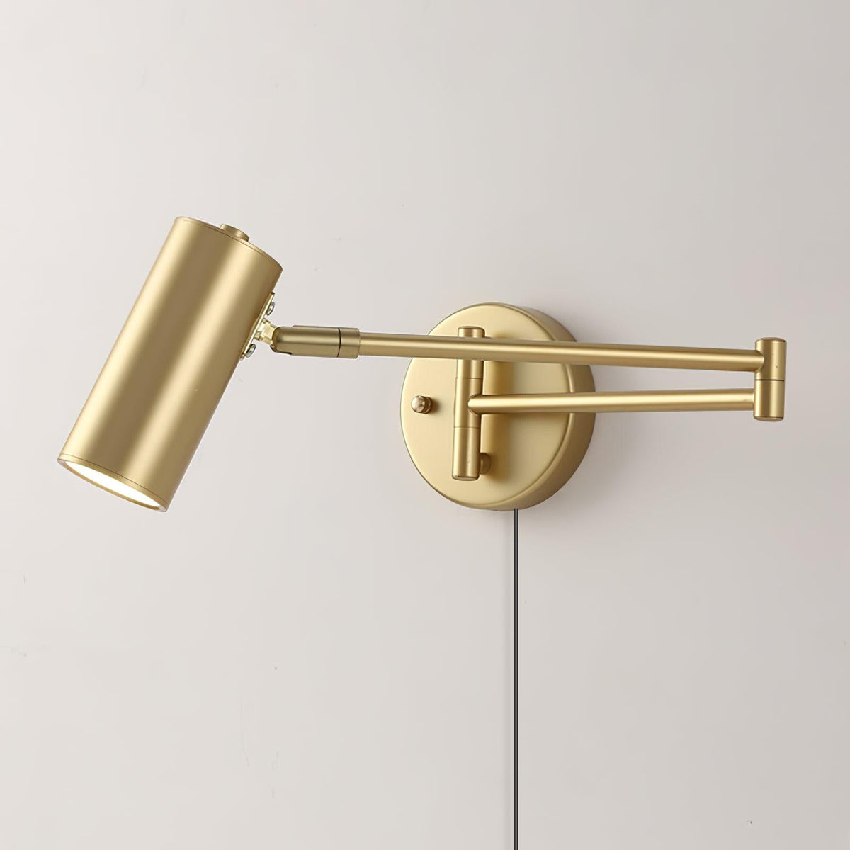 Swing Arm Plug-In Wall Sconce with Integrated LED – Modern Adjustable Reading Light