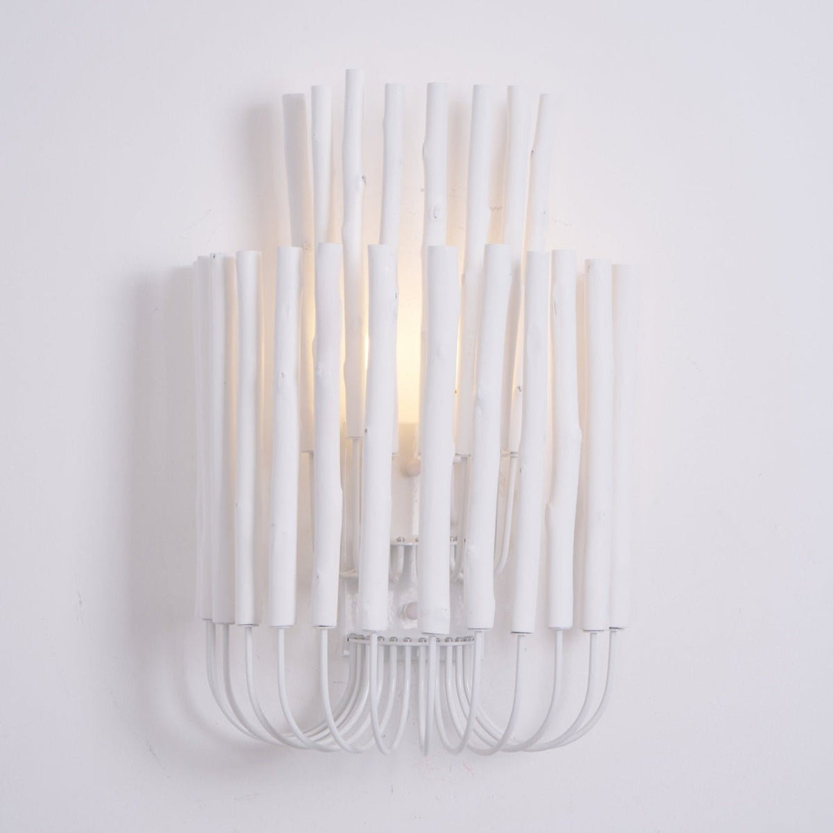 Swinton Sculptural Wooden Wall Sconce with Curved Iron Arm