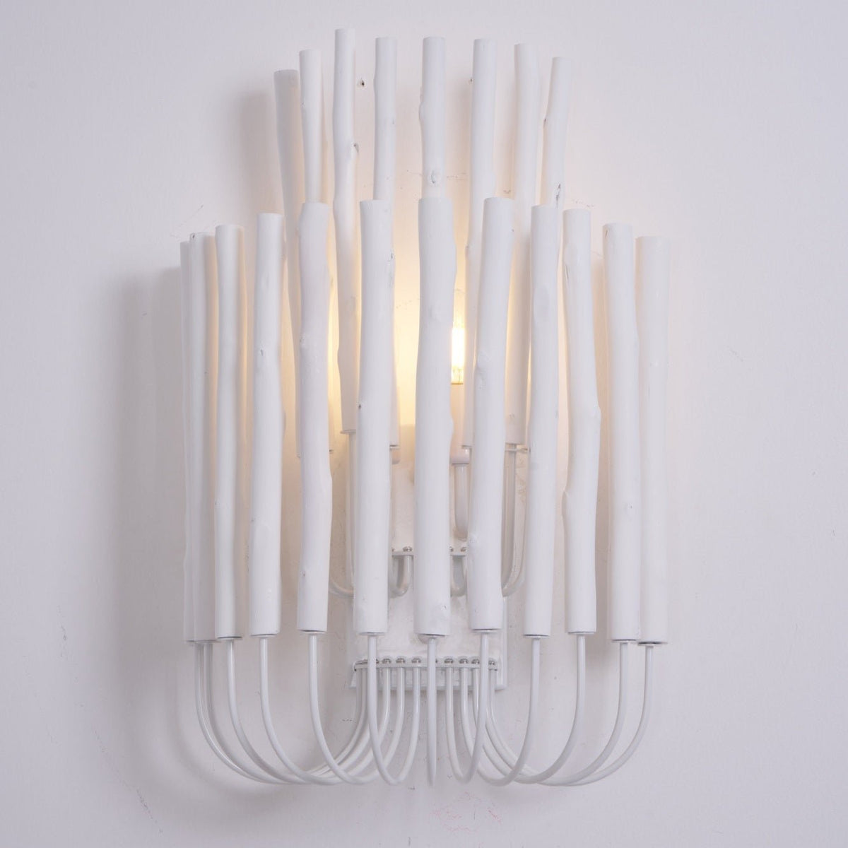 Swinton Sculptural Wooden Wall Sconce with Curved Iron Arm