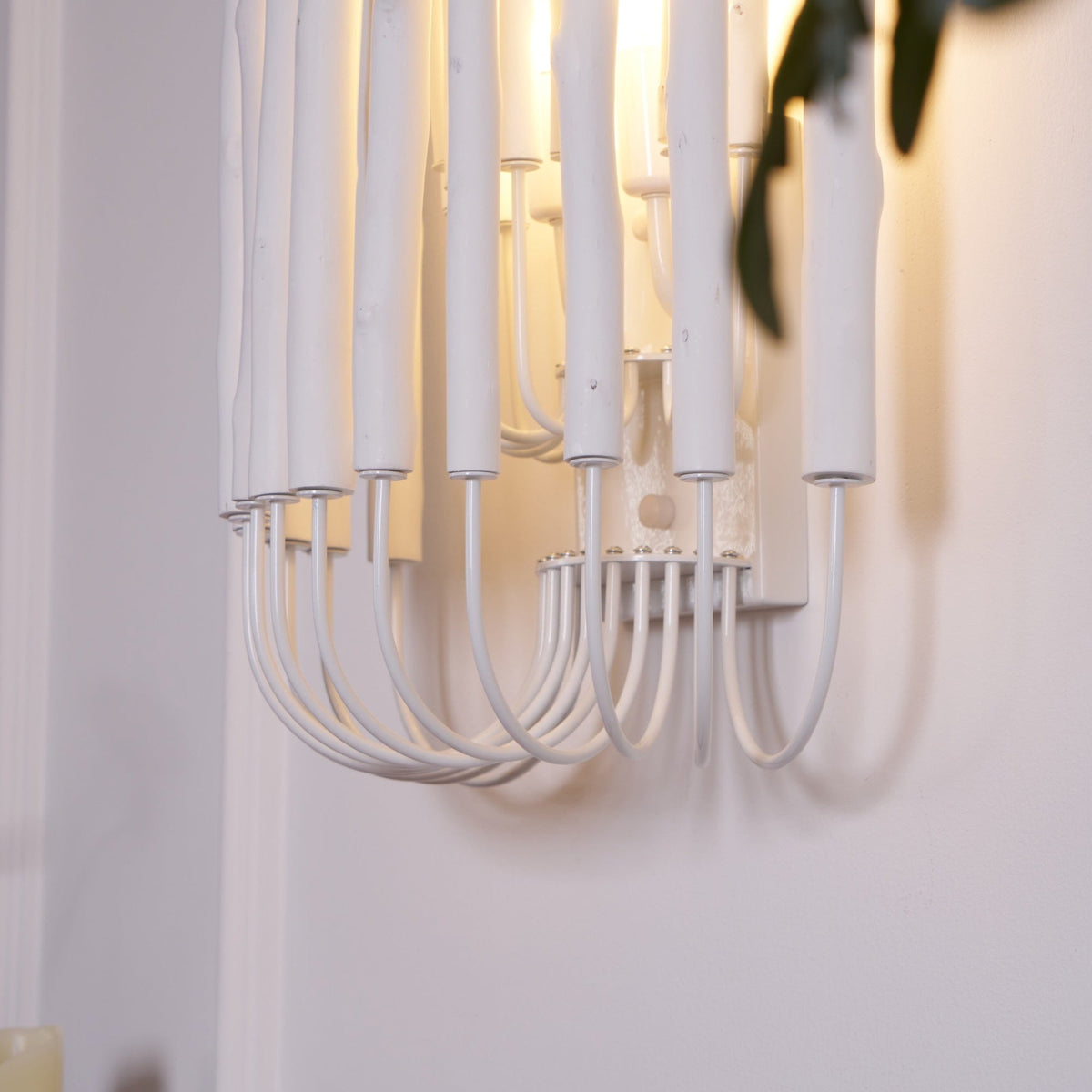 Swinton Sculptural Wooden Wall Sconce with Curved Iron Arm