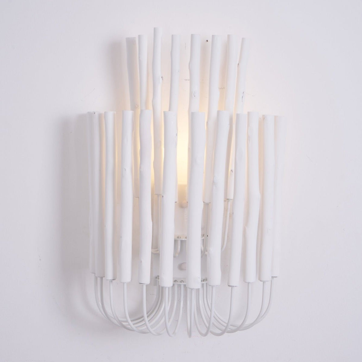 Swinton Sculptural Wooden Wall Sconce with Curved Iron Arm