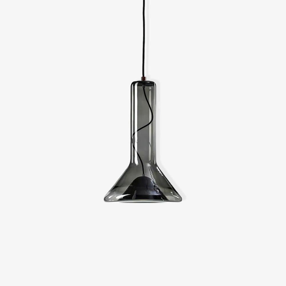 Swirl Glass Pendant Light – Modern Smoke Gray LED Chandelier for Dining Room and Entryway