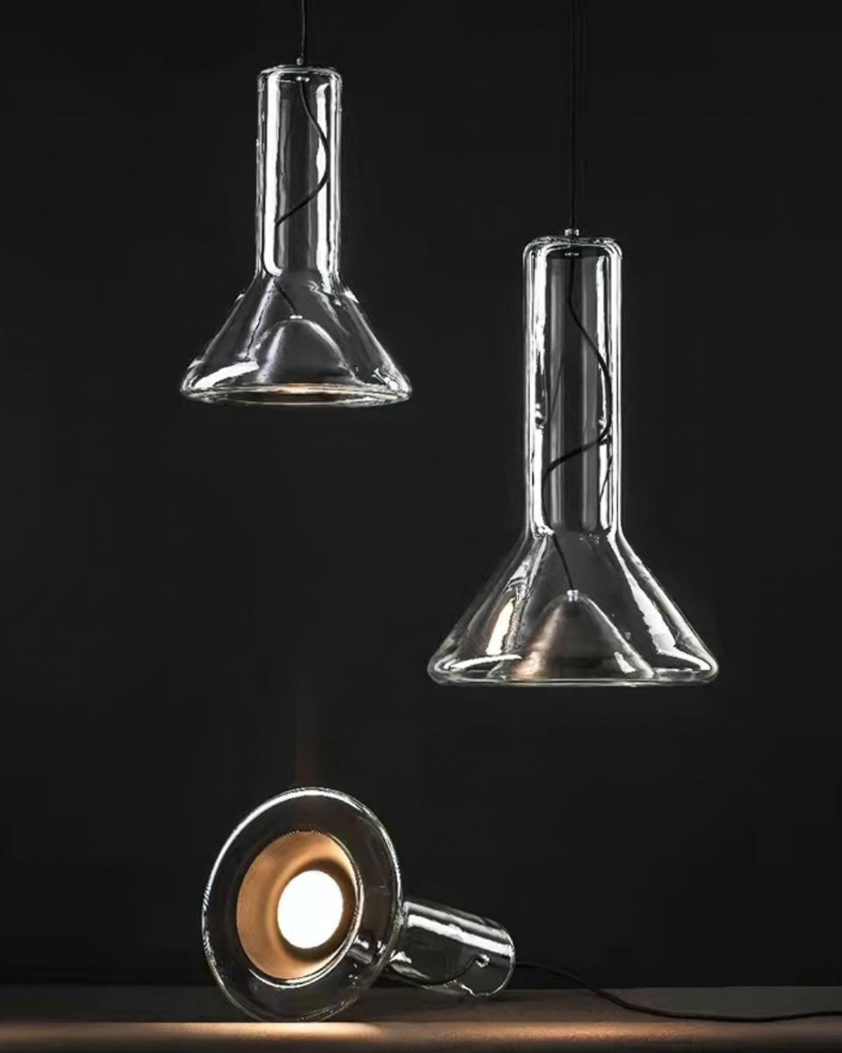 Swirl Glass Pendant Light – Modern Smoke Gray LED Chandelier for Dining Room and Entryway
