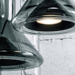 Swirl Glass Pendant Light – Modern Smoke Gray LED Chandelier for Dining Room and Entryway