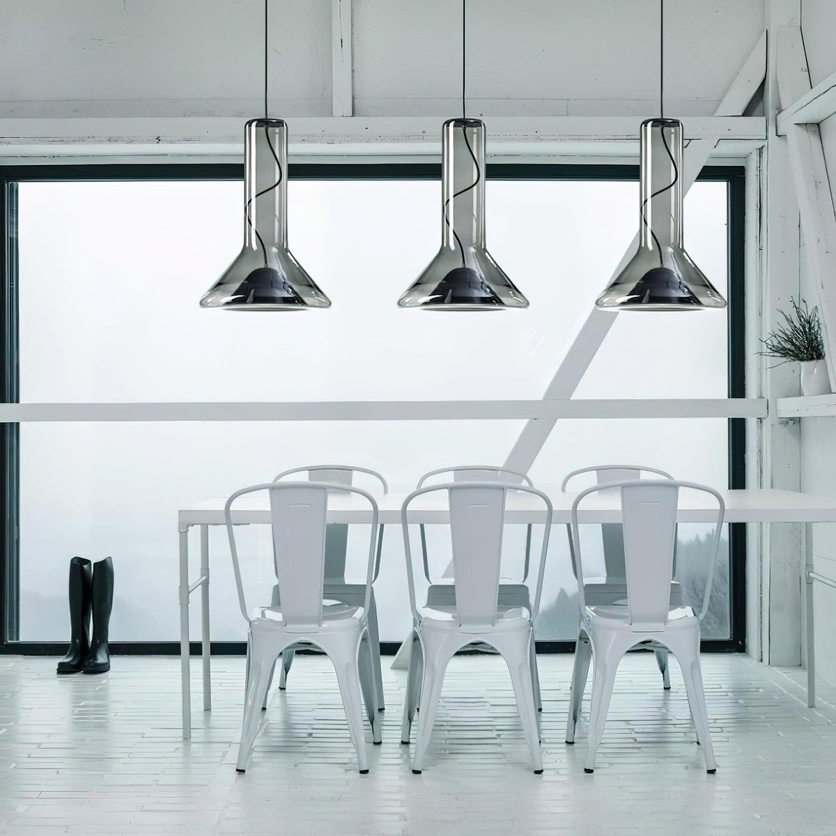 Swirl Glass Pendant Light – Modern Smoke Gray LED Chandelier for Dining Room and Entryway