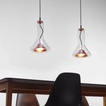 Swirl Glass Pendant Light – Modern Smoke Gray LED Chandelier for Dining Room and Entryway