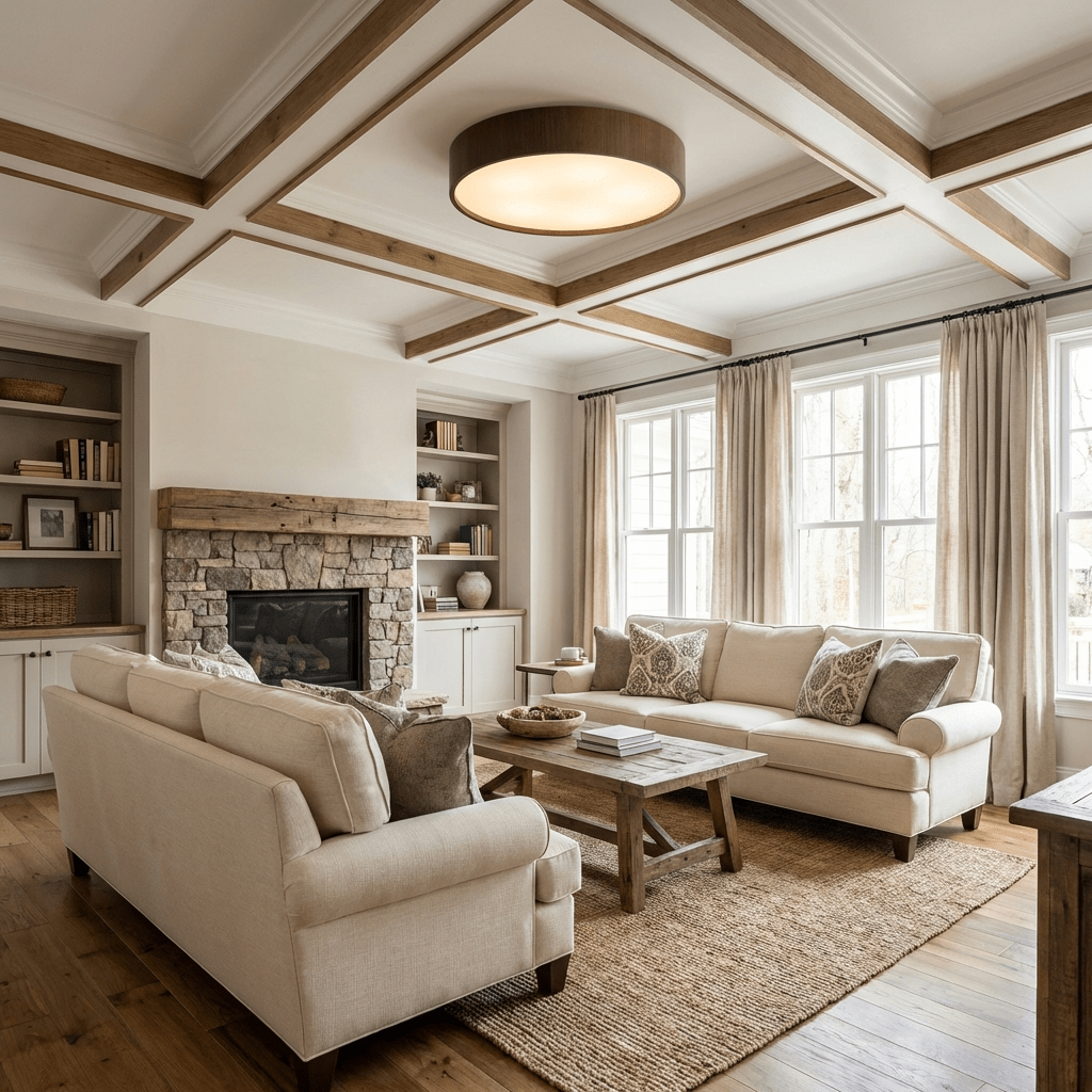 Sylva Round Wood LED Flush Mount Ceiling Light for Modern Interiors