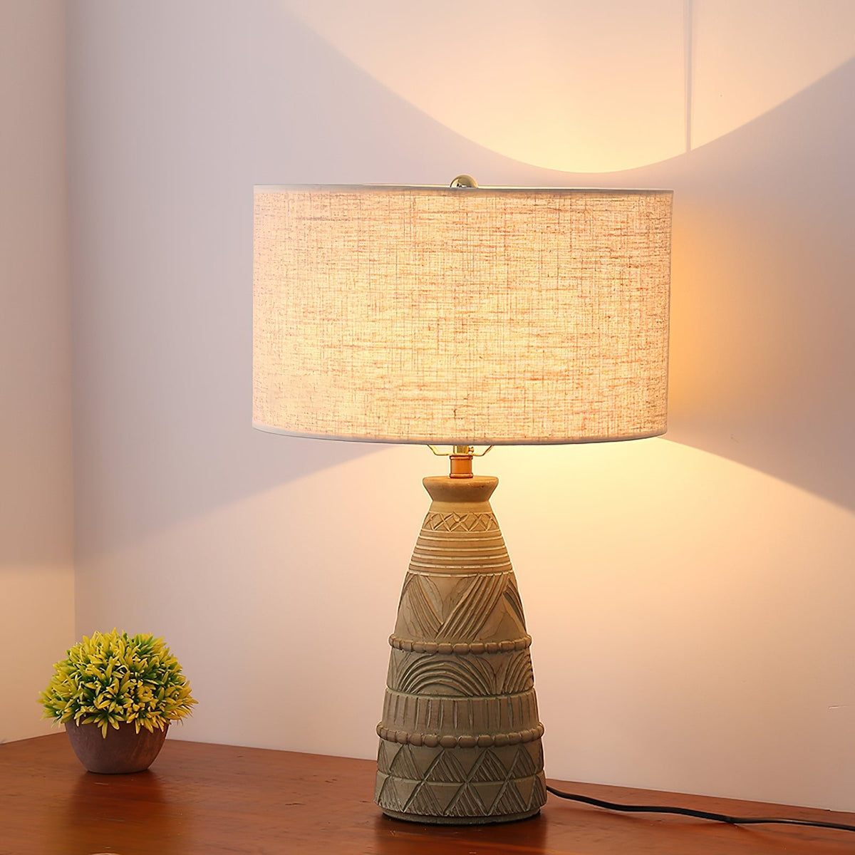 Sylvan Grace Table Lamp – Modern Rustic Wooden Bedside Light