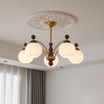 Sylvan Orb Chandelier – Modern Walnut & Glass Pendant Light