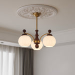 Sylvan Orb Chandelier – Modern Walnut & Glass Pendant Light