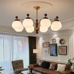 Sylvan Orb Chandelier – Modern Walnut & Glass Pendant Light