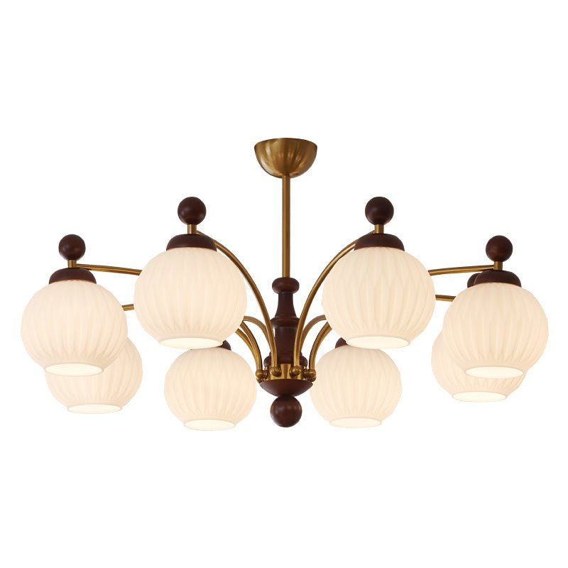 Sylvan Orb Chandelier – Modern Walnut & Glass Pendant Light