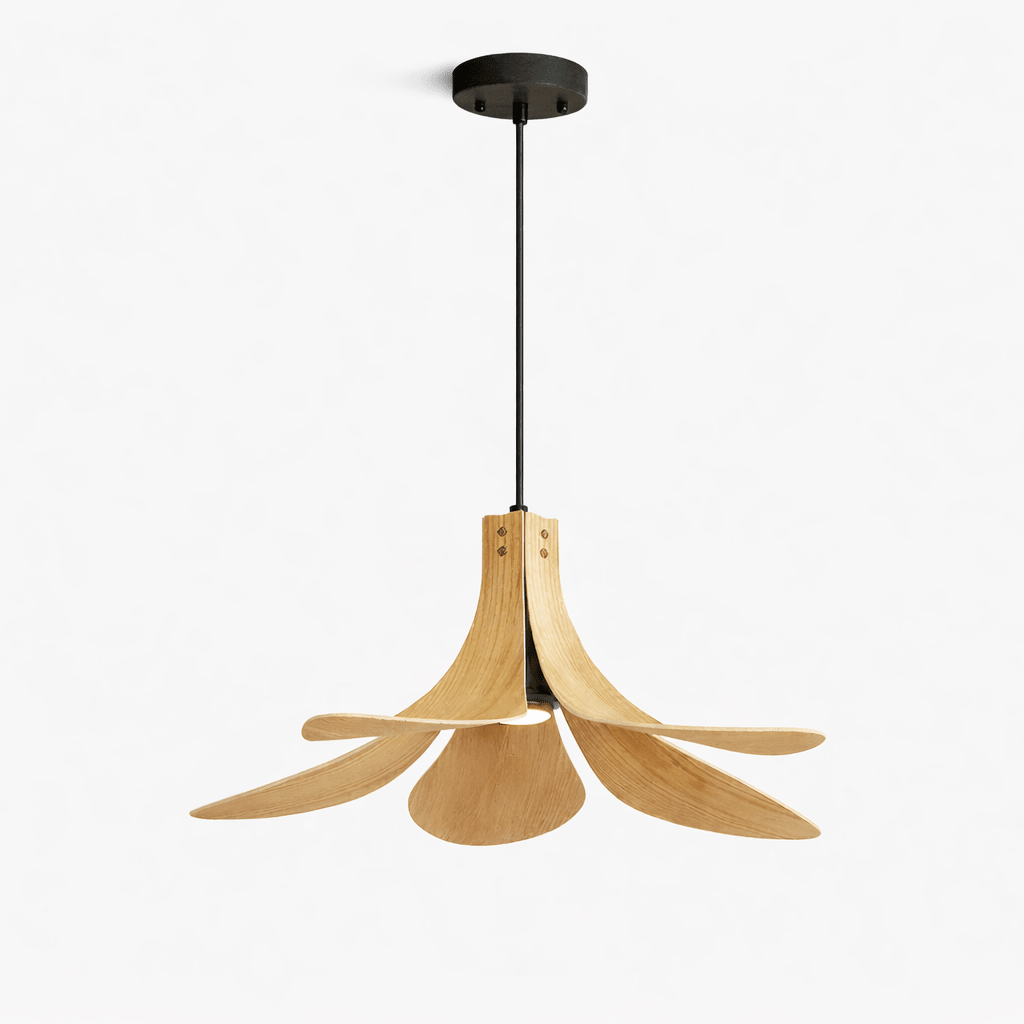 Sylvera Petal Pendant Light – Sculptural Wood-Grain LED Pendant for Dining & Living Spaces