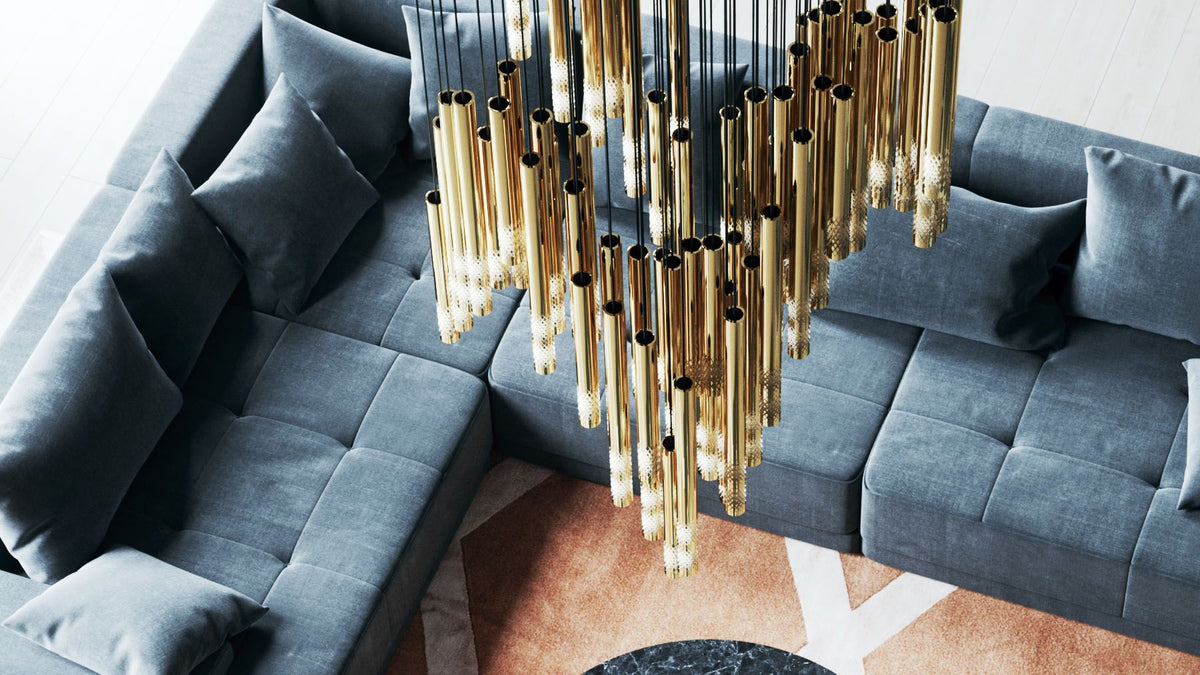 Symphony Orchestra Chandelier – Gold Nano-Coated Crystal Glass Pendant Light