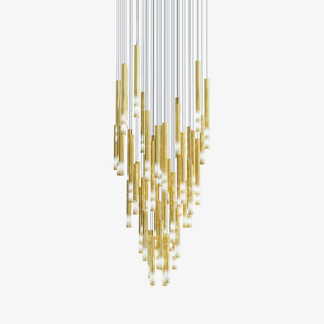 Symphony Orchestra Chandelier – Gold Nano-Coated Crystal Glass Pendant Light