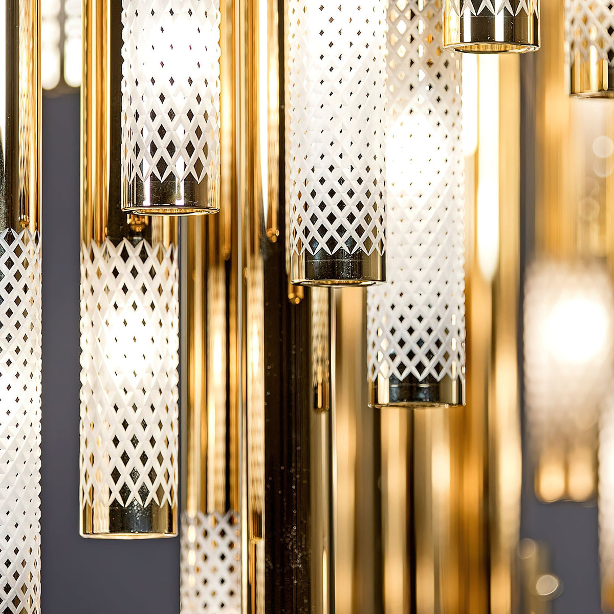 Symphony Orchestra Chandelier – Gold Nano-Coated Crystal Glass Pendant Light