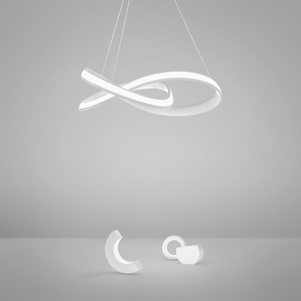 Ribbon LED Chandelier with Remote Dimmable Light