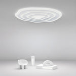 Rippled White Flush Mount Ceiling Light in Iron for Modern Interiors