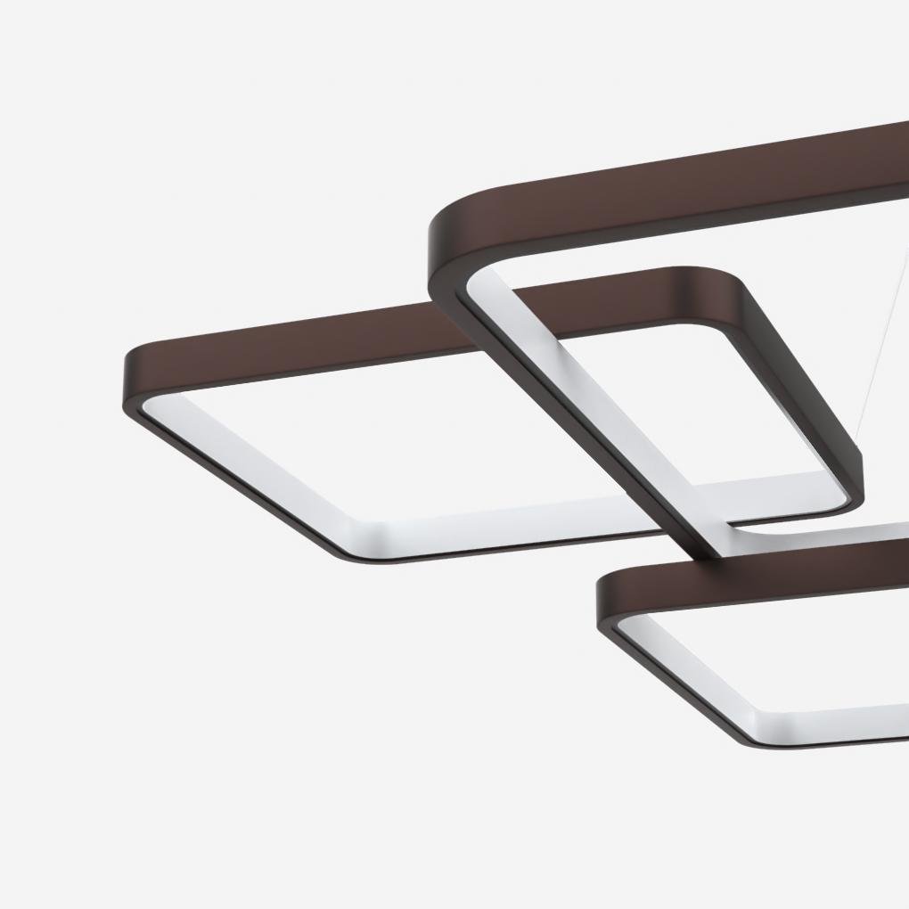 Modern LED Square Chandelier with Remote Control – Coffee Finish