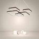 Modern LED Square Chandelier with Remote Control – Coffee Finish