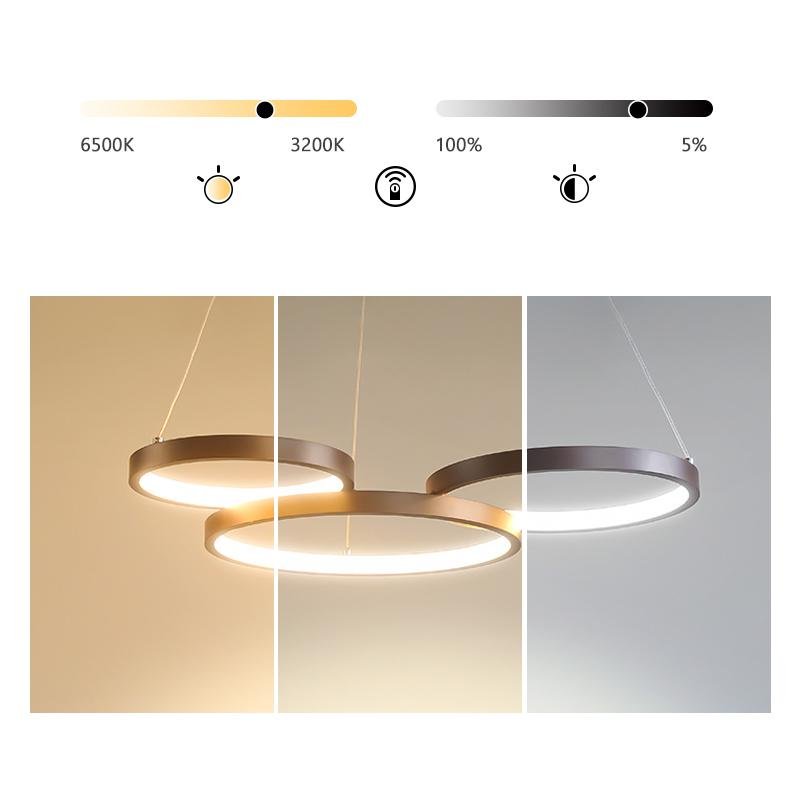 Aurelia Triple Ring LED Chandelier with Remote Dimmable Lighting