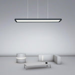 Linear LED Chandelier in Matte Black for Modern Dining and Living Spaces