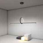 Modern Linear Round Pendant Light in Matte Black for Dining and Living Spaces