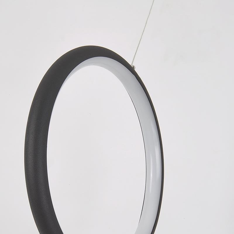 Modern Linear Round Pendant Light in Matte Black for Dining and Living Spaces