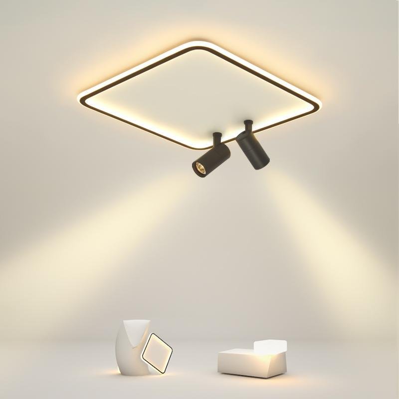 Industrial Flush Mount Ceiling Light with Dual Spotlights