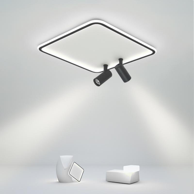 Industrial Flush Mount Ceiling Light with Dual Spotlights