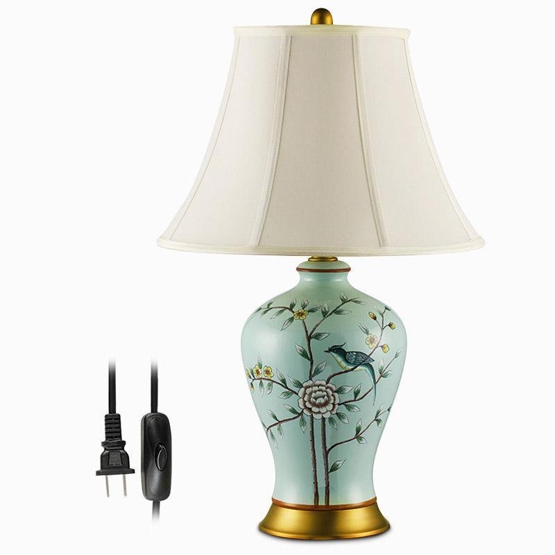 23 Inch Oriental Vivid Branches And Birds Porcelain Table Lamp