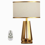 22 Inch 1 Light Golden Faux Silk And Brass Geometric Table Lamp