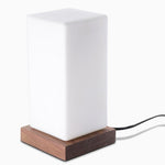 Nordic Wooden Cube Table Lamp with Frosted Glass and Rechargeable LED