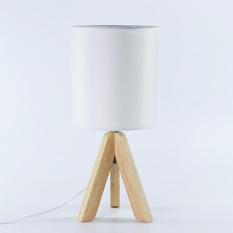 15 Inch Wood Modern Tripod Table Lamp