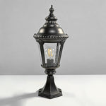 Outdoor Pillar Column Light with Clear Glass Shade in Sand-Black Aluminum