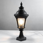 Outdoor Pillar Column Light with Clear Glass Shade in Sand-Black Aluminum