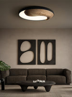 Taiyi Balance Natural Wood LED Flush Mount Ceiling Light, 25.6" Round